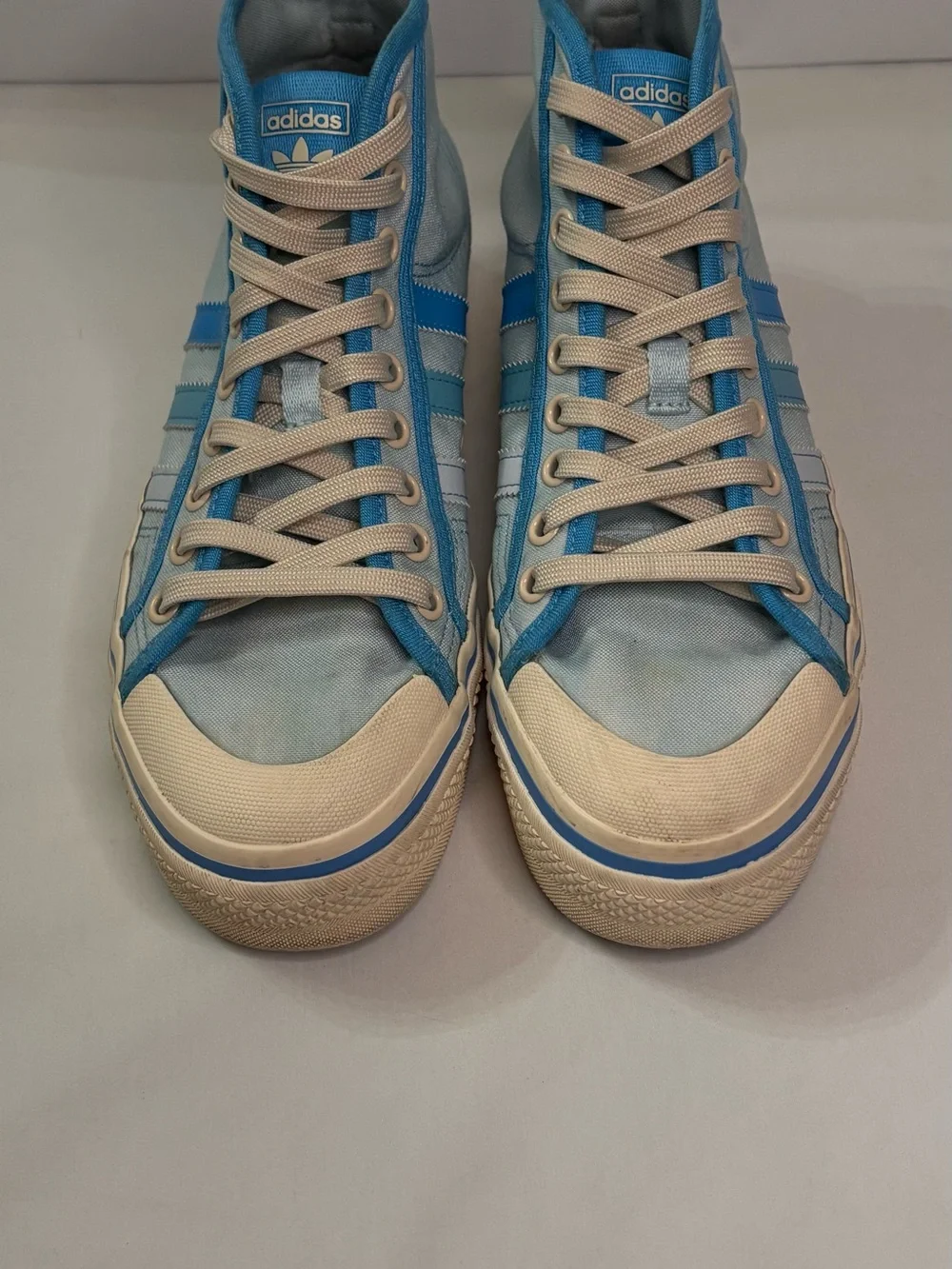 adidas Nizza Platform Women’s Sky Blue and Cream High-Top Sneakers Sz 8